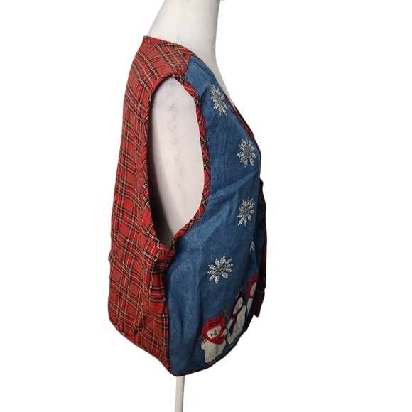 Willow Ridge Snowflake Snowman Christmas Vest Size XL - Picture 2 of 8